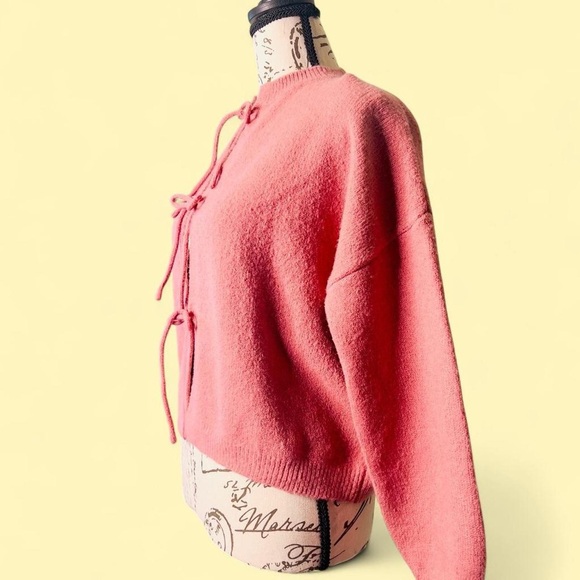 Sincerely Jules Pink Bow-Accent Cardigan - Picture 2 of 6